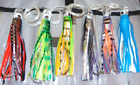 Saltwater Trolling Fishing Lures Lot 6” Chugger Heads, Multi Color With Case Bag