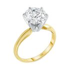 3 Ct Created Diamond Round Real14K Yellow Gold Solitaire Engagement Wedding Ring