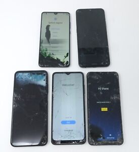 Lot of 5 Various Modern Smartphones - For Parts / Cracked / LCD Issues