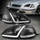 [LED DRL]FOR 96-98 HONDA CIVIC BLACK HOUSING CLEAR CORNER PROJECTOR HEADLIGHTS (For: 1997 Honda Civic LX 1.6L)