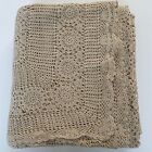 Vintage Crocheted Lace Tablecloth Bedspread Cover Ecru Rectangle 84in X 99in