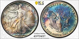 New Listing1986 American Silver Eagle ASE S$1 Crazy Toned PCGS MS67 True View