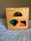 Vintage Wooden Shape Sorting Cube Toy