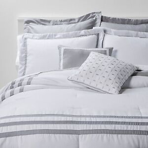 Queen 8pc Sanford Comforter Set White/Gray - Threshold