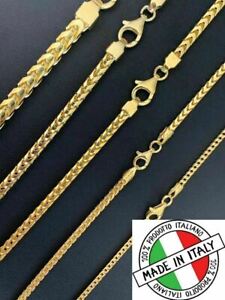 Cadena Estilo Franco Unisex de Oro Laminado 14K Sobre Plata 925 Autentica Collar
