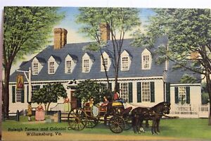 Virginia VA Williamsburg Raleigh Tavern Colonial Coach Postcard Old Vintage Card