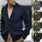 Knit Cardigan Men's Slim-Fit Lapel Long Sleeve Sweater Coat Fall/Winter Outwear