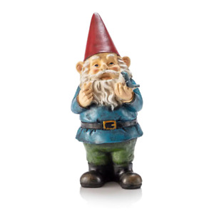 12 In. Tall Outdoor Garden Gnome with Bird Yard Statue Decoration, Multicolor