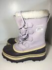 Sorel Caribou Purple Leather Winter Snow Boots Womans Size 6