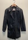 Vintage Albert Duke Womens Trench Coat Size Small Black Soft Leather 90s Y2K