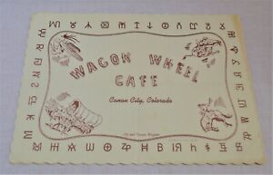 Art & Vivian Wagner-Vntg WAGON WHEEL CAFE Paper Place Mat: Canon City, Colorado