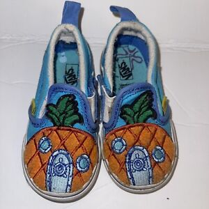 Vans Slip-On x Spongebob Plankton Blue Multicolor Sneaker Shoes Toddler Size4.5
