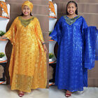 Evening Women Muslim Oversize Lace Dress Hijab Set African Kaftan Dashiki Gown