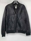 INC International Concepts Mens Black Faux Leather Full-Zip Bomber Jacket Size M