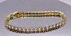 14k yellow gold over 925 silver tennis bracelet lab simulated diamonds 7” long