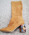 Katy Perry The Saari Suede Boots Almond Colorful Buttons Womens Size 8 Unique!