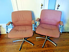Pair of Steelcase Chrome Office Chairs - Made in USA - Swivel Tanker Desk