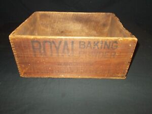 Vintage ROYAL Baking Powder Wood Crate w/ Dovetail Corners
