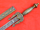 ANTIQUE GOLD PLATINUM DAMASCENE TOLEDO DAGGER SPAIN Arabic Calligraphy sword