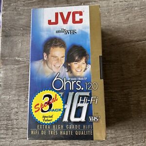 JVC EHG Extra High Grade VHS Video Tape  T-120 6 Hour Recording Lot of 3 NEW