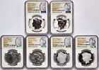 New Listing6 coin set 2023 morgan peace silver dollars ngc ms pf rp 70 first day of issue