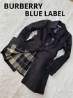 BURBERRY BLUELABEL Trench Coat Nova Check Belt Black Women Size 38/M Used