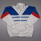 Reebok Jacket Mens XL White Blue Red Full Zip Vintage
