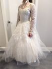 VTG 50s Fink Original Ivory Satin Lace and Tulle Tea length Wedding Dress w/Hoop