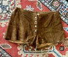Vintage 1960s 1970s Snap Front Suede Hot Pants Short Shorts