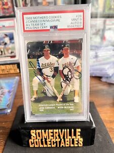 Mark McGwire-Jose Canseco Signed 1988 Mother’s Cookies #28 AL ROY PSA 9 Auto 8