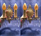 Pair of antique Victorian brass sconces With Prisms Rewired 32C