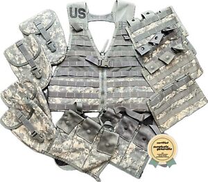 MOLLE II US Army Tactical Vest Bundle w/ 10 Pouches! Support Infantry Kit! ACU