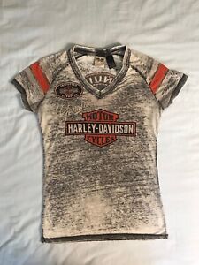 Harley Davidson Womens Top Sz M Paisley and V Neck Short Sleeve Shirt