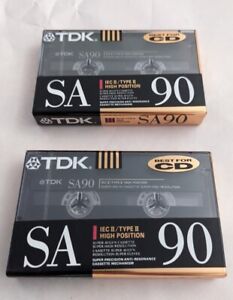 (Lot Of 2) TDK SA 90 Blank Audio Cassette Tape 90min High Bias Type II SEALED
