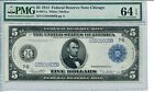 FR 871a 1914 $5 Chicago Federal Reserve Note 64 EPQ Choice Uncirculated