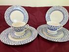 English Ironstone Provence Blue Dinner, Salad Plates and Cups and Saucers 8 Pcs.
