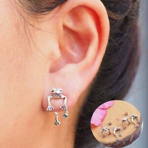 Frog Earring, Cute Silver  Frog Earring Studs, Animal Jewelry Gifts, Fun Earring