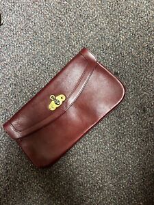 Etienne Aigner Vintage Leather Burgundy Red Brown Clutch Wallet Purse Pocketbook