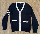 Bare Fox Cardigan Sweater Mens Long Sleeve Black/White Knit 2XL