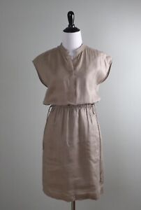 THEORY $290 Vintage Millen Travel 100% Linen Drawstring Dress Size Small