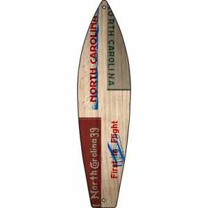 North Carolina License Plate Design Novelty Metal Surfboard Sign - DS