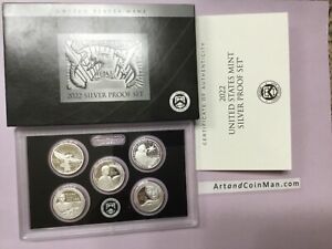 2022 S SILVER QUARTER 5 COIN PROOF SET WITH MINT BOX & COA FRESH FROM THE MINT!
