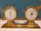 Airguide Brass Ship Wheel Boat Marine Weather Barometer Thermometer Humidity VTG
