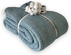 100% Cotton Muslin Blanket 4 Layers Bedspread Muslin Bed Cover Blue Coverlet