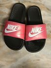 NIKE Benassi  Size 6 JDI Black Hot Pink Slide Sandals Slip On 343881-061