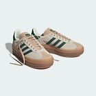 Adidas Gazelle Bold Green Beige Womens Sneakers 5-12Size ID7056 Expeditedship