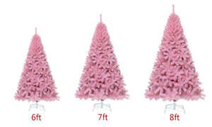 6/7/8FT PREMIUM PINK PVC ARTIFICIAL CHRISTMAS TREE W/ STAND
