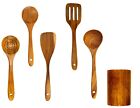 6 PC Teak Wood Wooden Spoons for Cooking Tools Kitchen Utensils Spatula Set