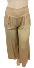 Women's brown ruched stretch waist wide leg pull on palazzo pants XL