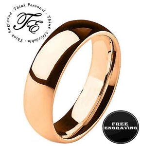 Personalized Men's Rose Gold Stainless Steel Promise Ring - Engraved Men's Ring